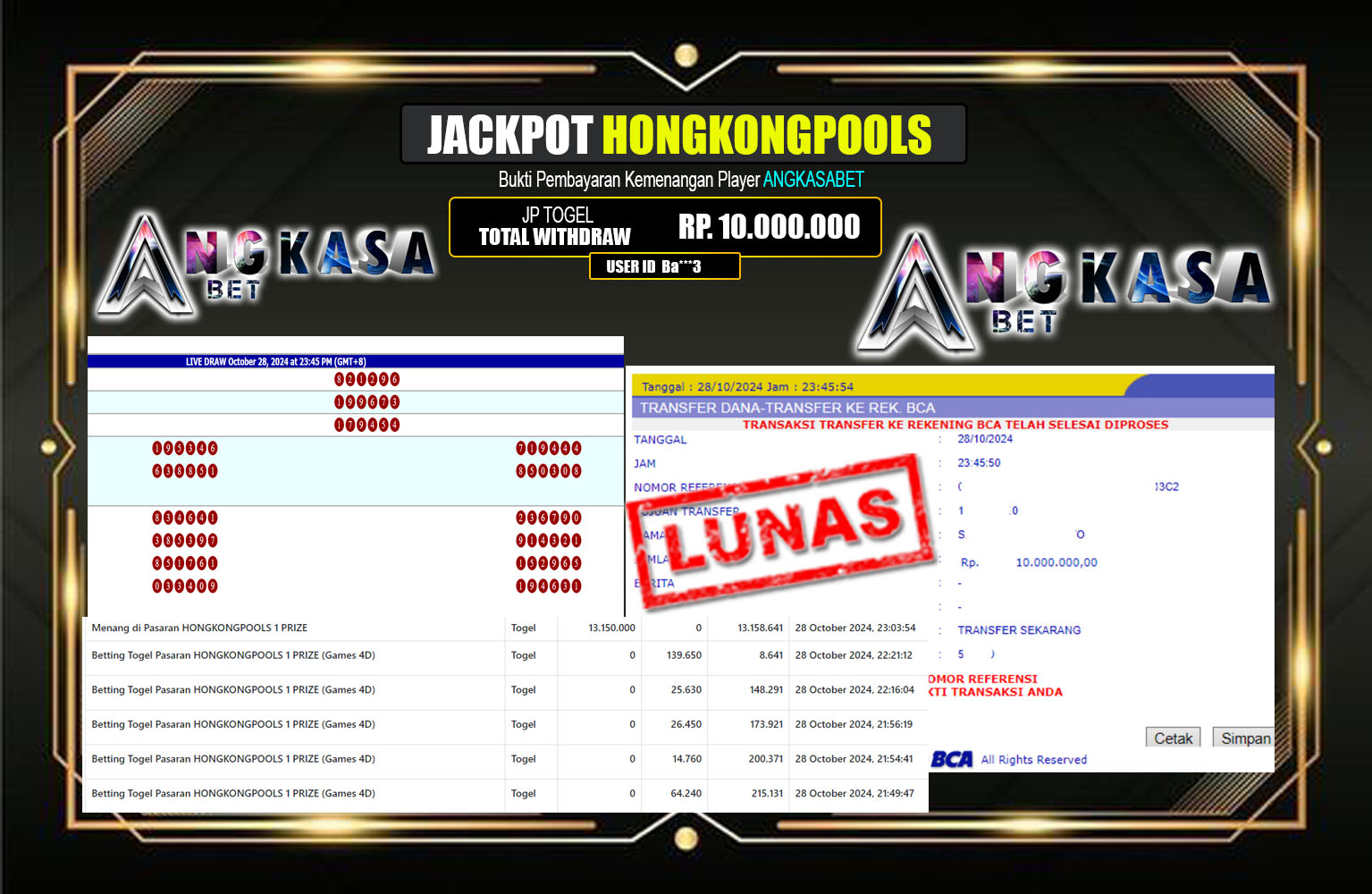 ??? ANGKASABET JACKPOT TOGEL HONGKONGPOOLS Rp.10.000.000,- LUNAS ⏪⏪⏪