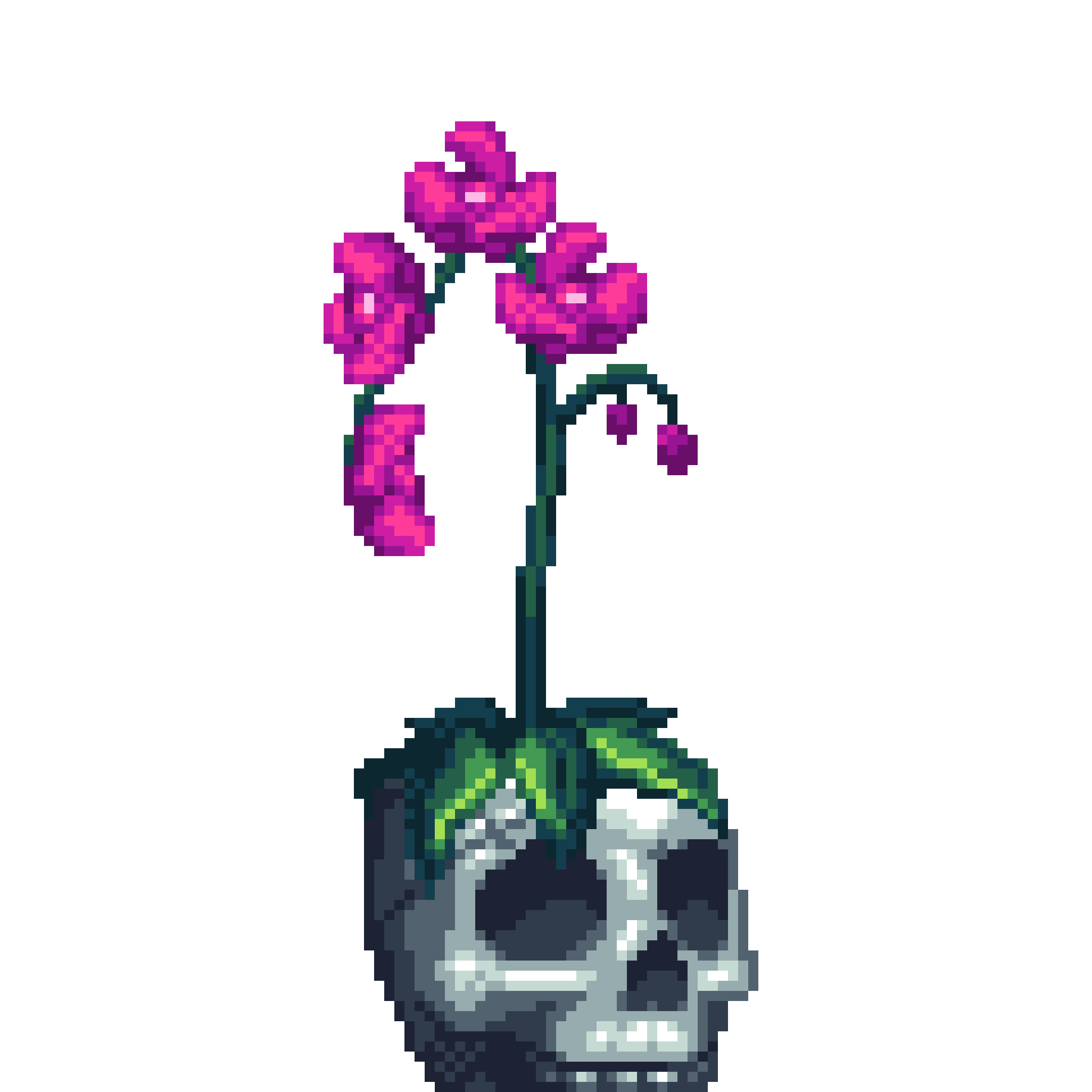 Purple Orchid in Metal Skull pot