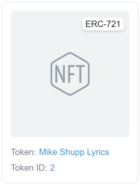 NFT | Token: Mike Shupp Lyrics | Token ID: 2