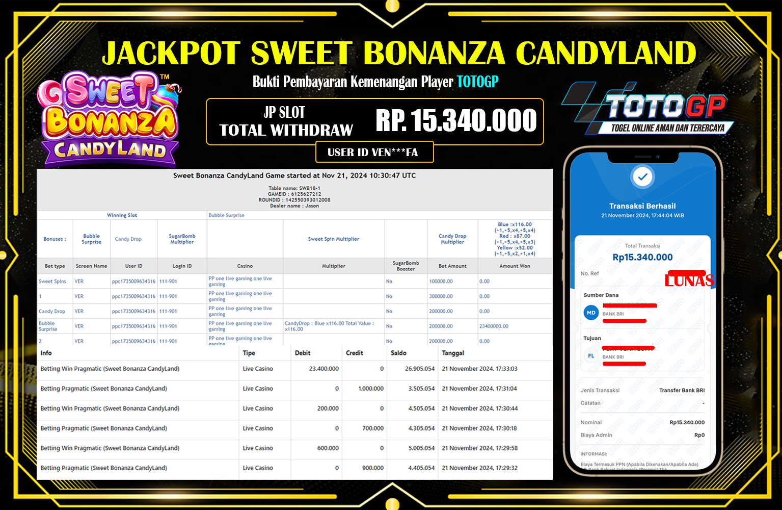 TOTOGP JACKPOT GATES OF OLYMPUS 1000  Rp.15.340.000,- LUNAS