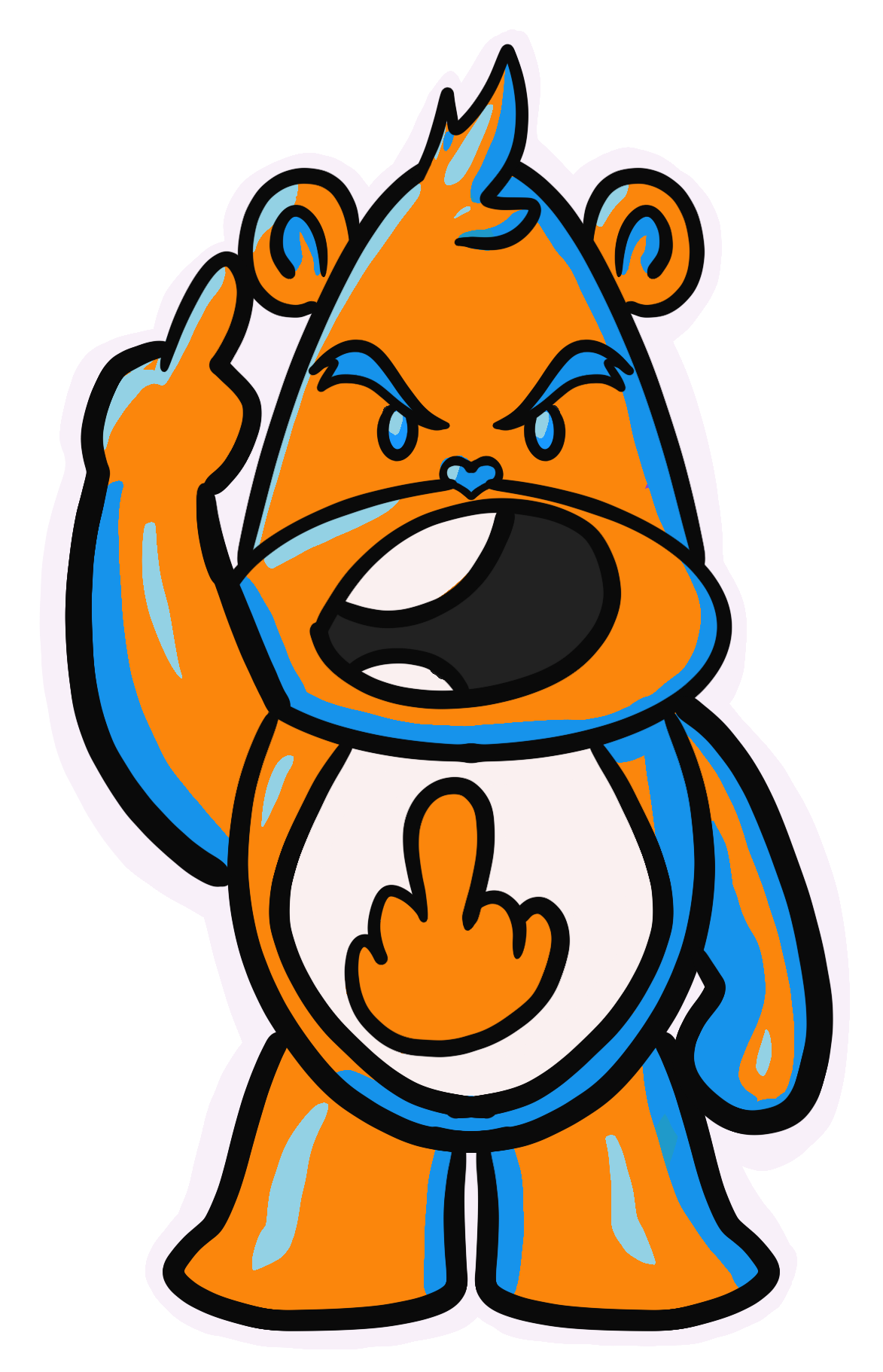 Cute GFY Bear Sticker (Orange Swirl)
