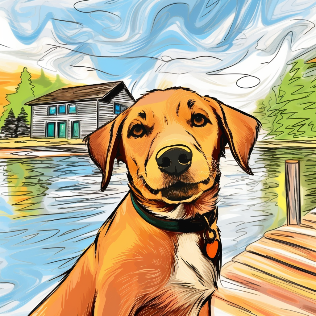 Rare Doggo Rug Promo #2: Rogue the Dog at the Lakehouse