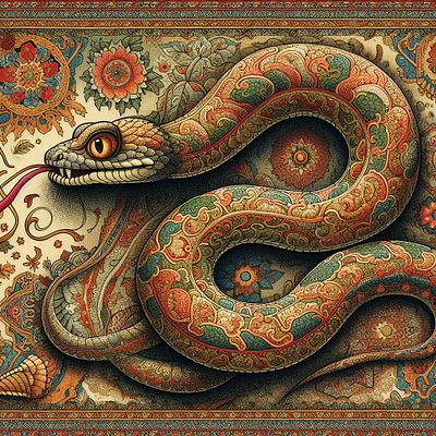 Persian Carpet Art and Snake