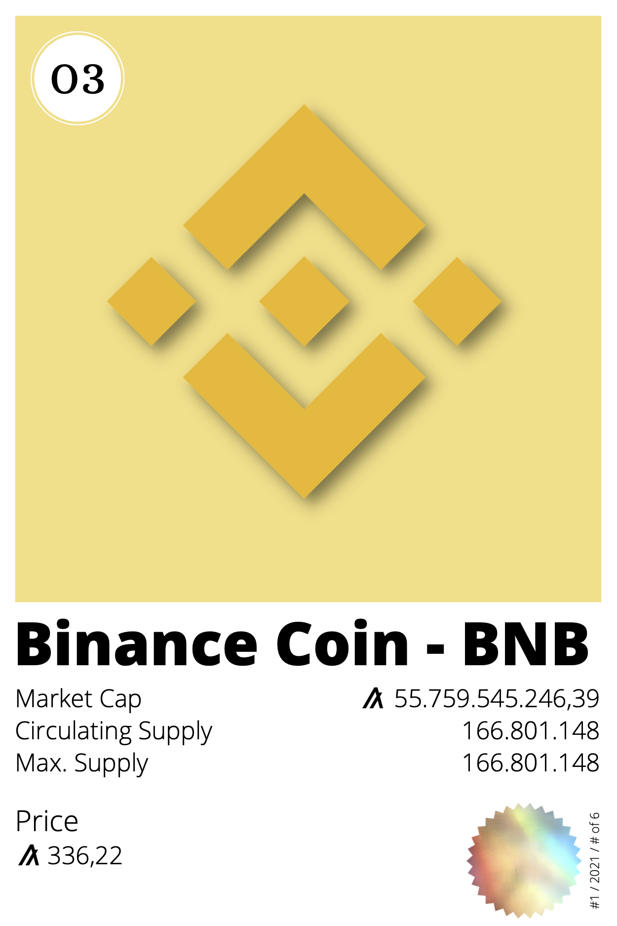 Crypto Cards #1 - 03 BNB NFT on Algorand