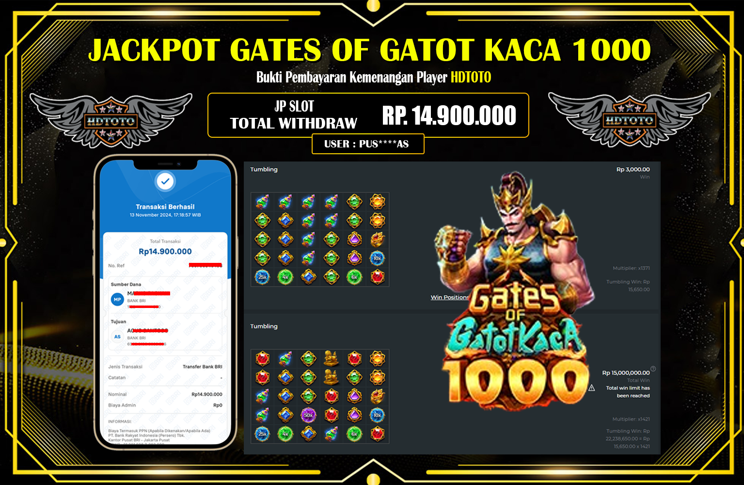 HDTOTO JACKPOT GATES OF OLYMPUS 1000  Rp.14.900.000,- LUNAS