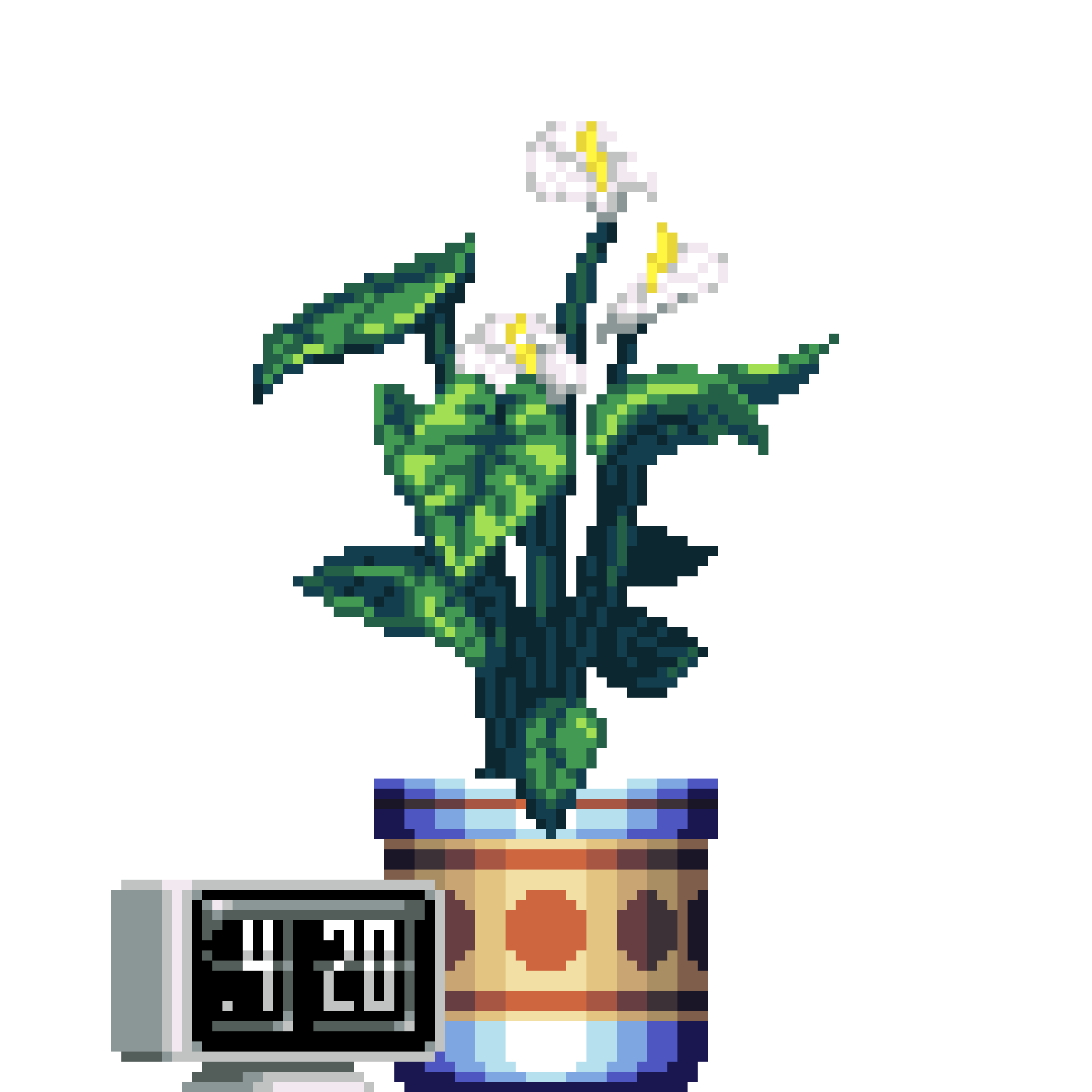 White Anthurium in Large Premium Pattern pot with Flip Clock