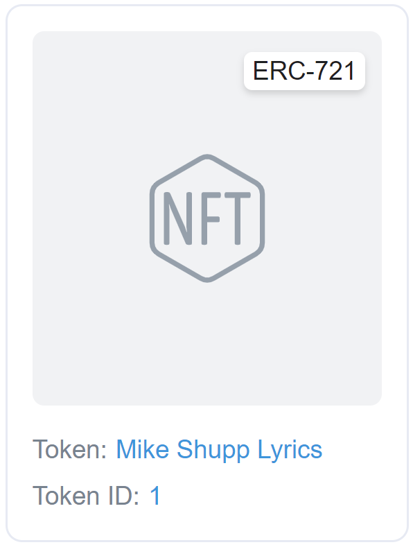 NFT | Token: Mike Shupp Lyrics | Token ID: 1
