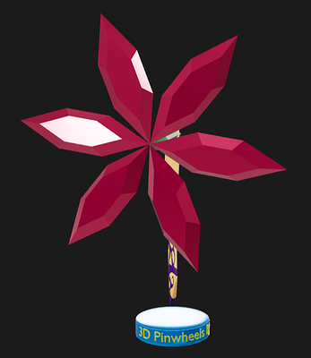 3D pinwheel #36 Hovering Red Ruby crystals