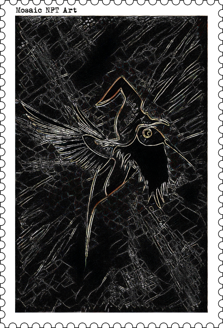 The Blue Wizard Hummingbird Dark Scribbled