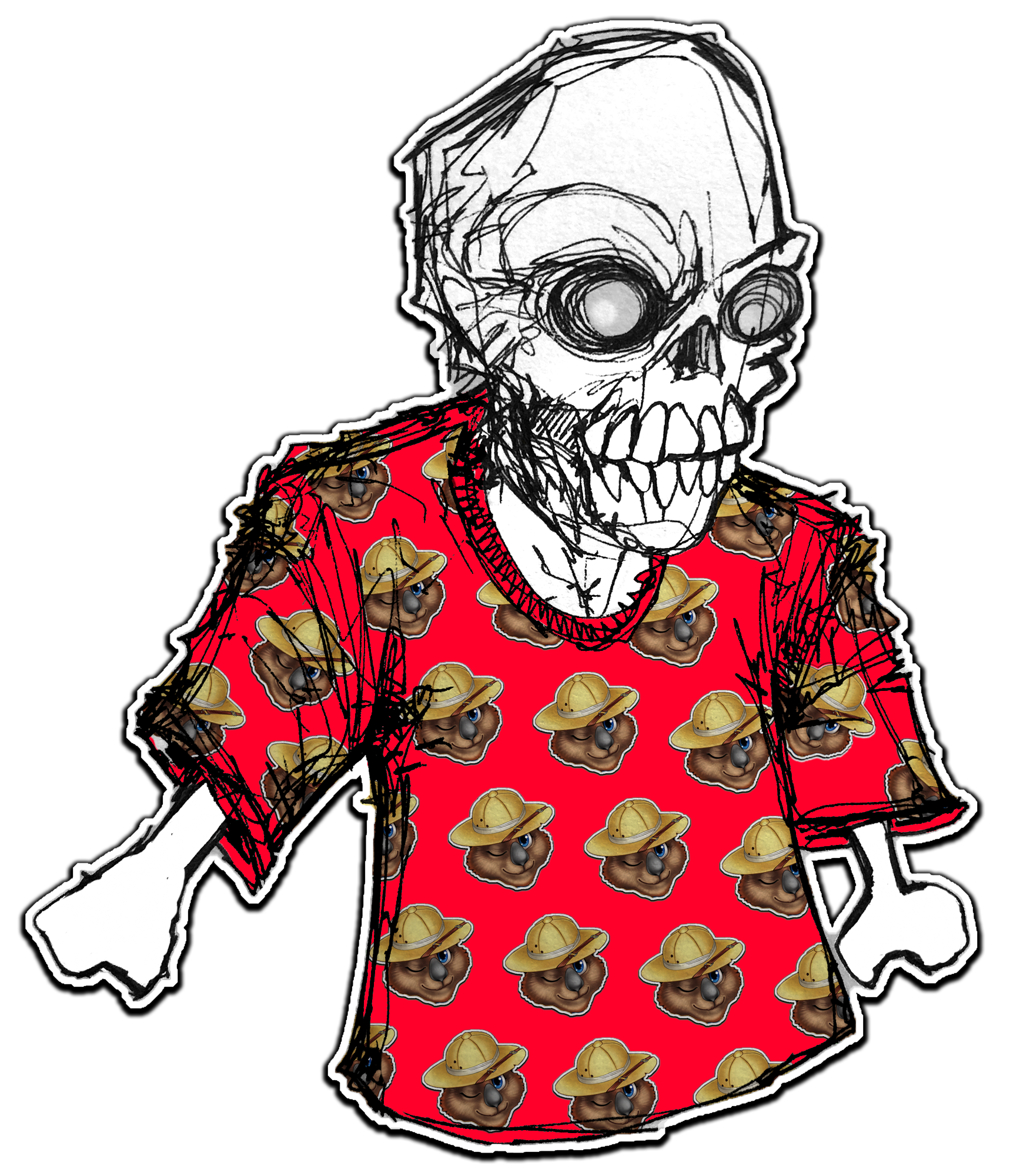 Wombat Pattern T-Shirt - Red
