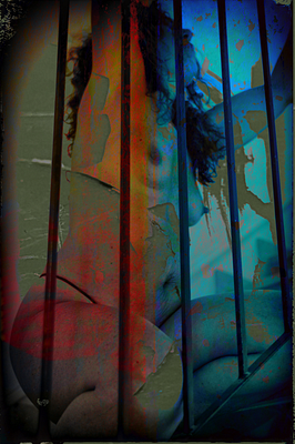silhouette behind bars