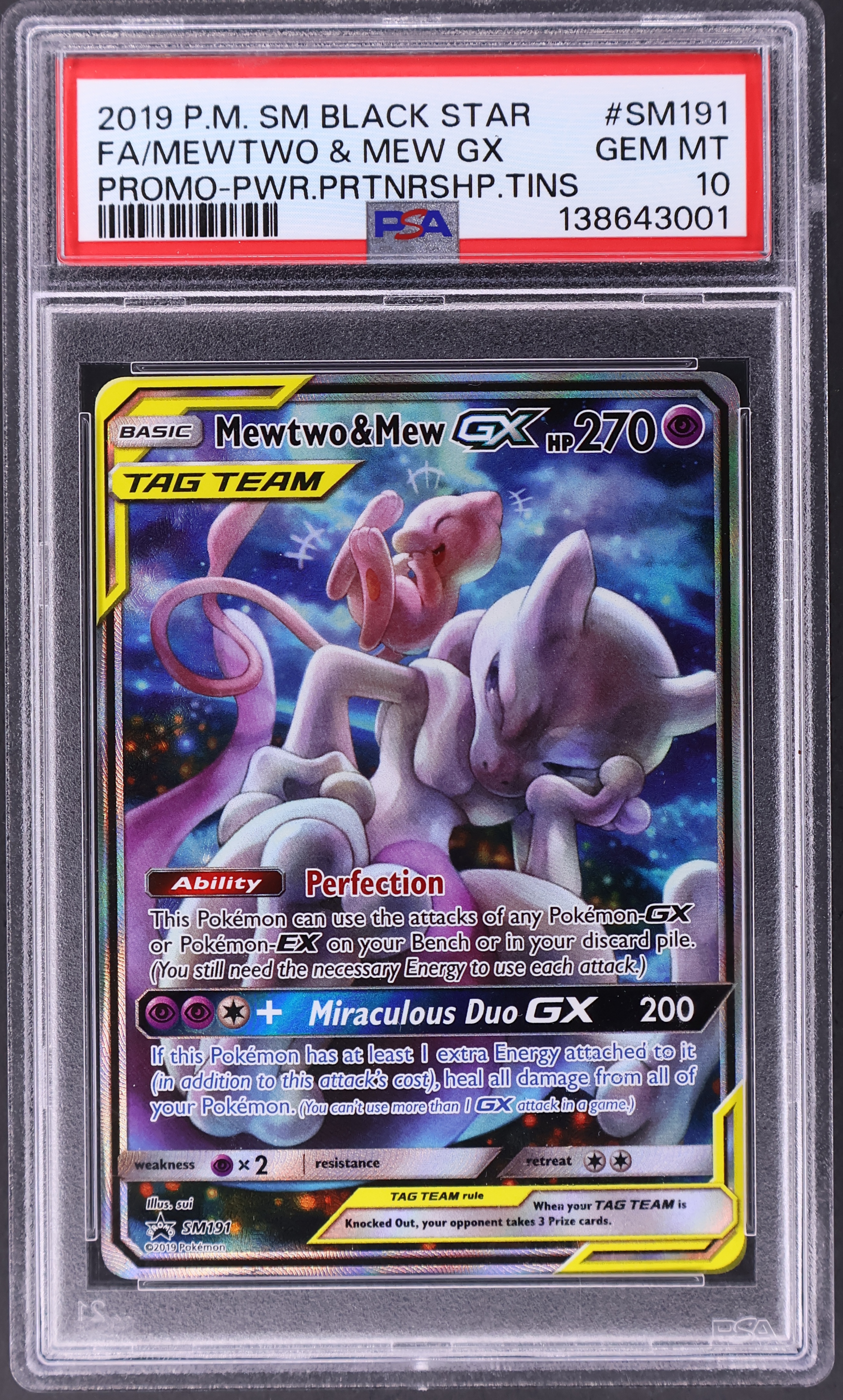 Full Art / Mewtwo & Mew Gx [Power Partnership Tins]